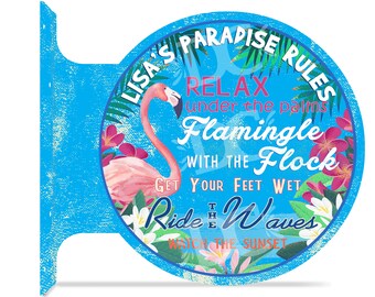 Paradise Rules Beach Sign, Paradise Patio Double Sided Sign, Custom Patio Sign, Backyard Patio Signs