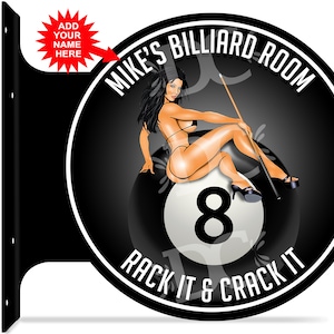 Pool Room Double Sided Sign, Billiard Room Signs, Customized Game Room Signs, Pool Hall Decor, Game Room Decor