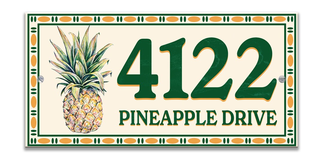 Pineapple Themed Ceramic House Numbers, Pineapple Themed Ceramic House