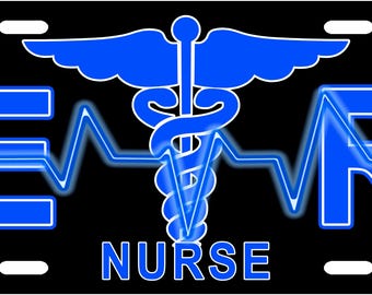 EMT EMS License Plate: Aluminum Metal Tag, Nurse License Plates