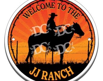Ceramic Ranch Welcome Sign: Sunset Western Decor, Personalized