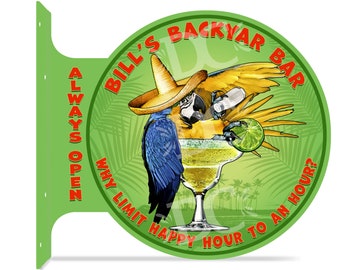 Personalized Tiki Bar Sign: Double Sided Backyard Grill Decor