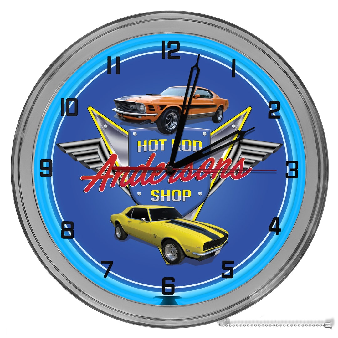 Auto Body Customized Hang up 16 in Wall Clock, Hot Rod Garage Custom