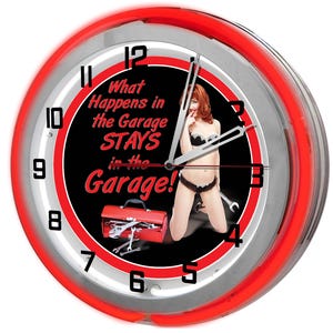 Tool Rules 19&quot; Neon Sign Customized, Mechanic Garage Neon Clock, Mechanic Neon Clocks, Body Shop Clock, Hot Rod Shop Signs, Pin Girl Up