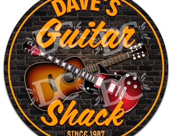 Custom Guitar Studio Metal Sign: Personalized Music Room Decor