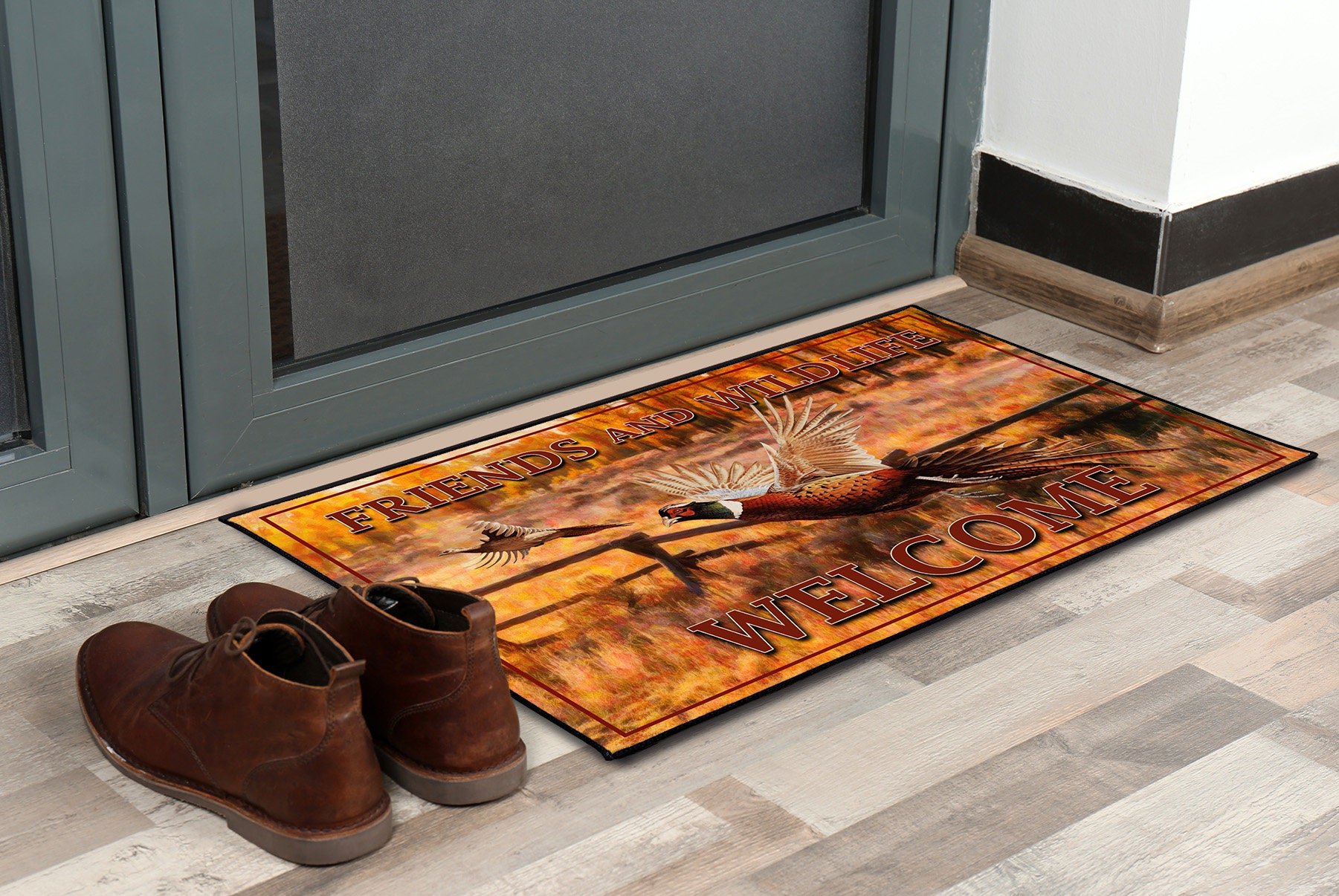 Pheasants Door Mat Pheasant Hunting Door Mat Wilderness Door Etsy