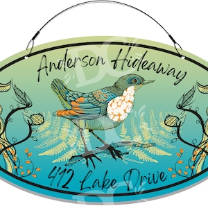 Wild Bird Themed Metal House Sign, Bird Décor Signs, Cottage Signs, Custom Porch Signs, Summer Cottage Signs