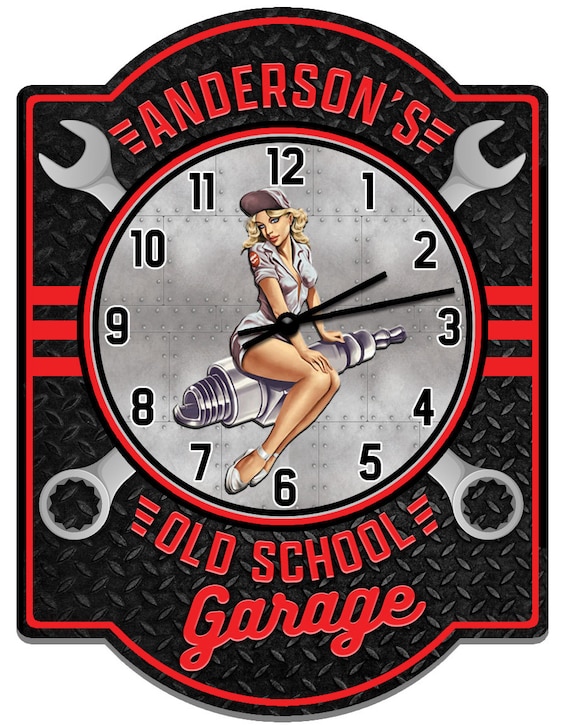 Old School Garage Wall Clock Vintage Style Garage Clock Etsy