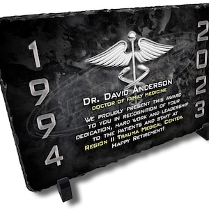 Physician Doctor Retirement Recognition Plaques Customized, Physician Retirement Award Plaques, Medical Professional Awards