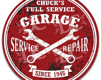 Personalized Full Service Garage Sign: Vintage Auto Repair Decor