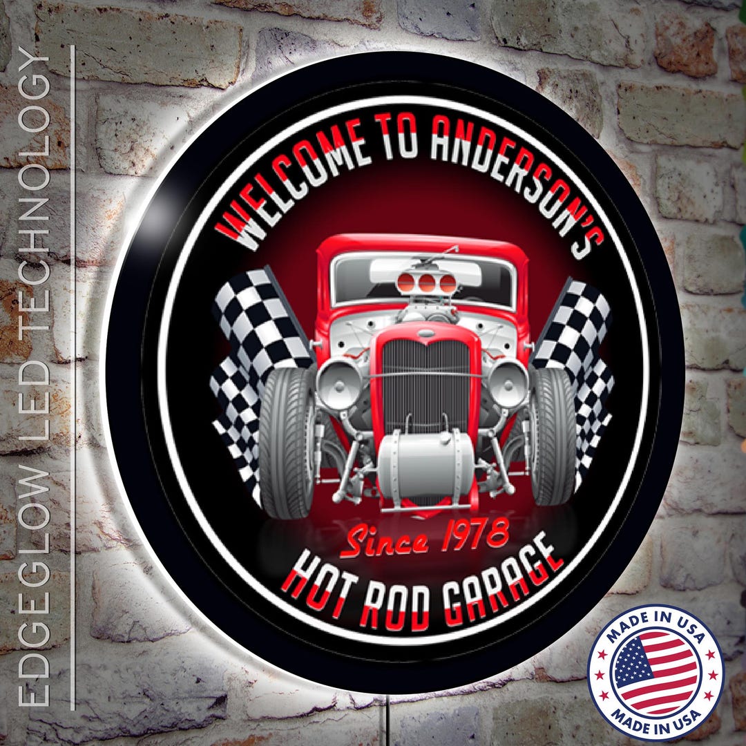 Custom LED Garage Sign: Backlit Hot Rod Decor - Etsy