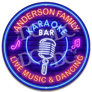 Karaoke Custom Sign, Family Karaoke Garage Sign Customized, Dancing Karaoke Sign, Karaoke Bar Sign Personalized