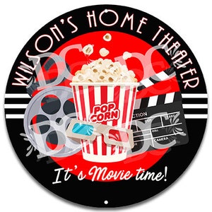 Movie Room Customized Wall Sign, Theater Room Signs, Game Room Signs, Fun Movie Themed Signs, Retro Movie Signs, Popcorn Sign