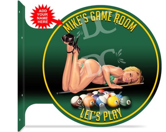 Pool Billiard Room Double Sided Sign, Pool Hall Signs, Custom Pool Room Decor, Game Room Decor