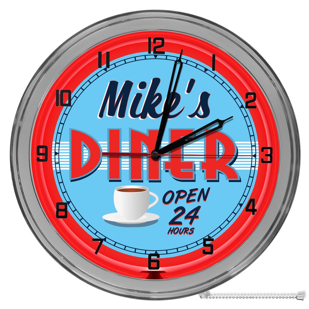 Vintage Retro Diner Clocks, 50's Style 16 in Clocks, Light up Vintage