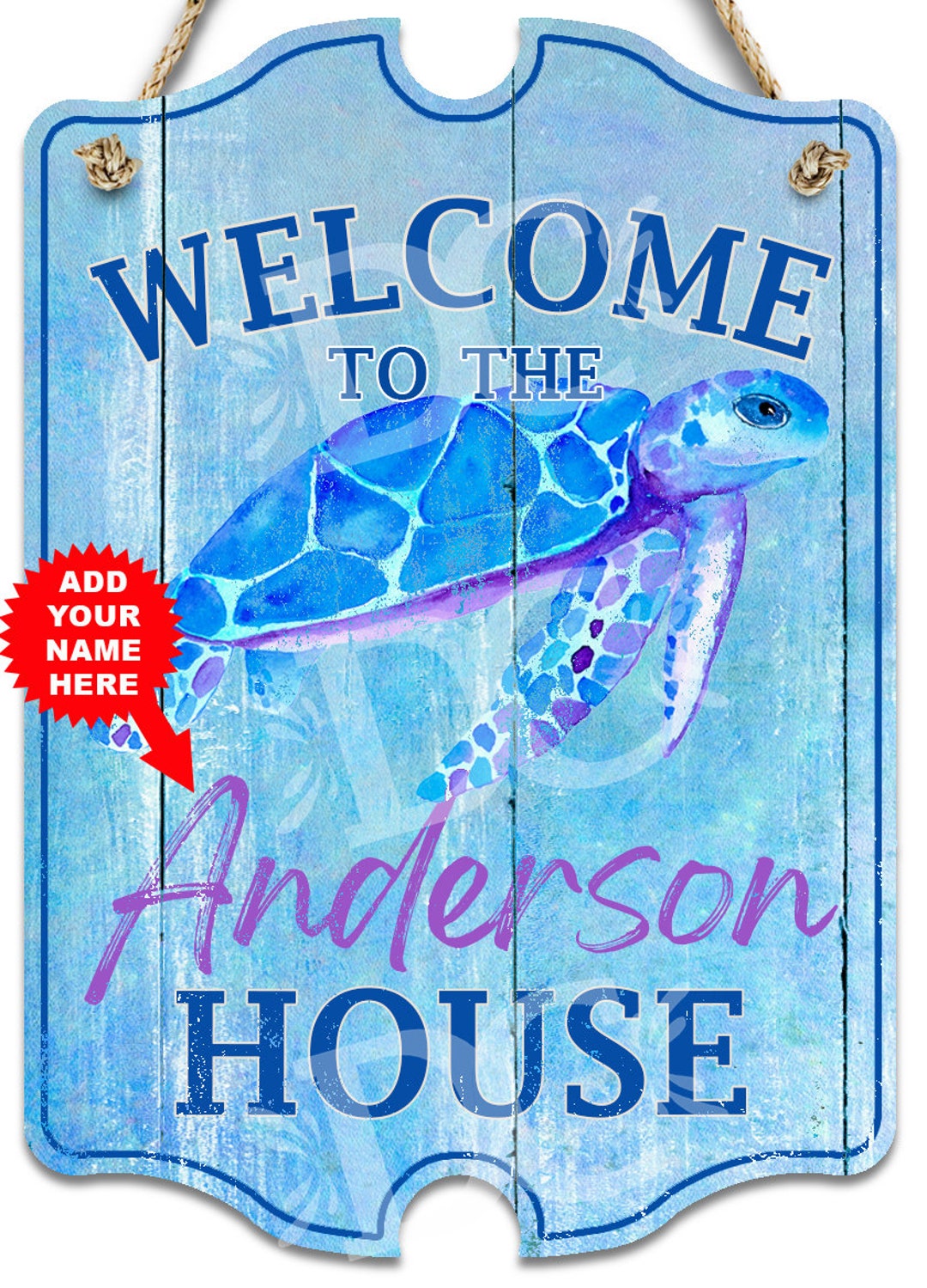 Sea Turtle Blue Decorative Home Welcome Sign, Welcome Home Sign, Sea ...