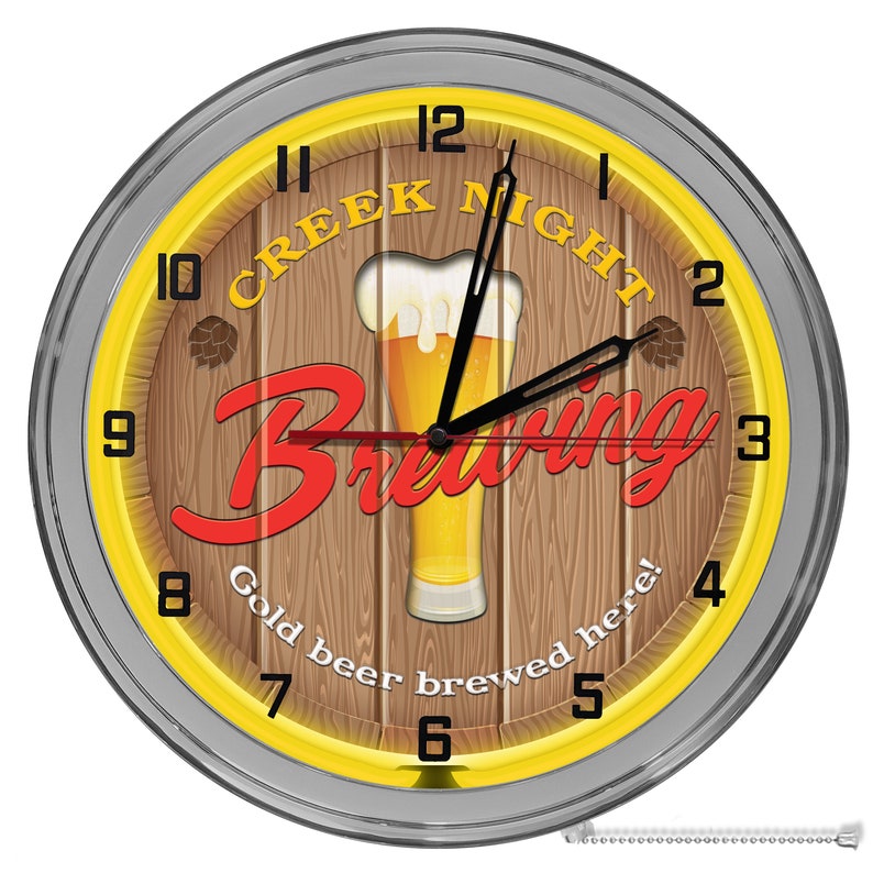 Home Brewery Beer 16 in Clocks Light up Bar Clocks Neon Beer Etsy