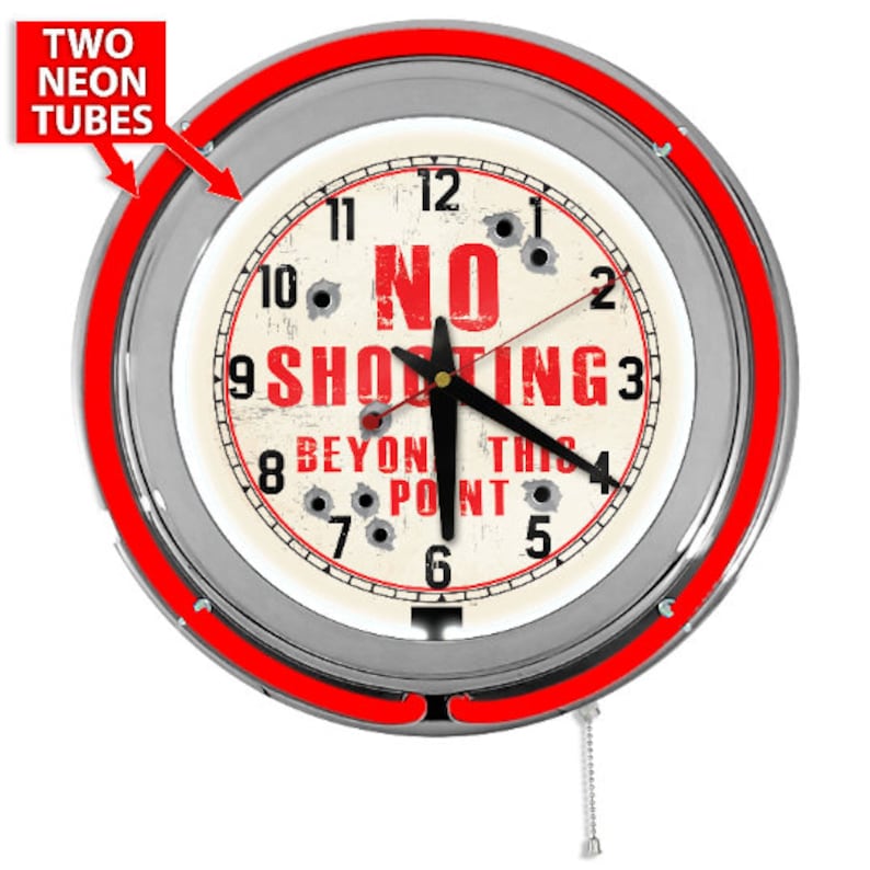 No Shooting Novelty Neon Clock Shooting Warning Signs Novelty Hunting Signs Hunting Themed Clock