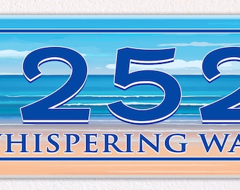 Beach House Number Sign: Handmade Ceramic Coastal Address Plaque
