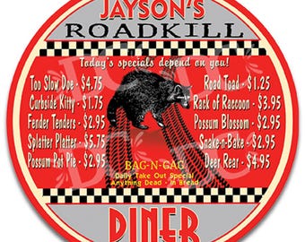 Funny Roadkill Diner Sign: Novelty Metal Restaurant Decor