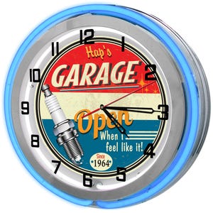 Mechanic Garage 19&quot; Neon Clock Sign Customized, Dad&#39;s Garage Clocks, Custom Neon Sign Garage Décor,