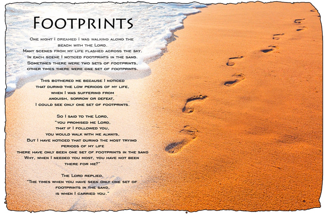 Footprints Memorial Prayer Plaque, Loved One Foot Prints Poem, Lord ...