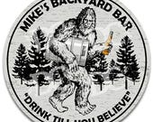 Personalized Bigfoot Backyard Bar Sign: Novelty Patio Decor