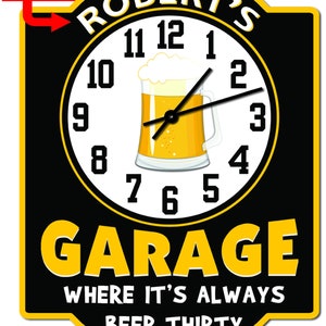 Man Cave Garage Clock Personalized, Custom Garage Clocks, Garage Décor, Beer Thirty Clocks, Beer Signs, Garage Signs Custom
