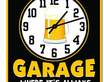 Man Cave Garage Clock Personalized, Custom Garage Clocks, Garage Décor, Beer Thirty Clocks, Beer Signs, Garage Signs Custom