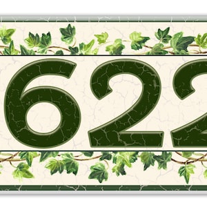 Ivy Vines Themed Ceramic House Number, Vintage Themed Green Ivy House Numbers, Ivy Garden Style Ceramic Address Plaque,