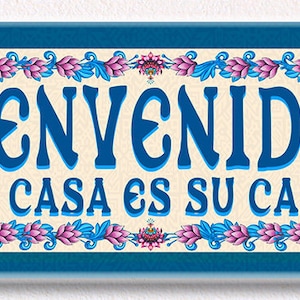 Bienvenidos Ceramic House Welcome, Mi Cas Es Su Casa House Plaque, Floral Birds Mexican House Sign, Handmade House Numbers,