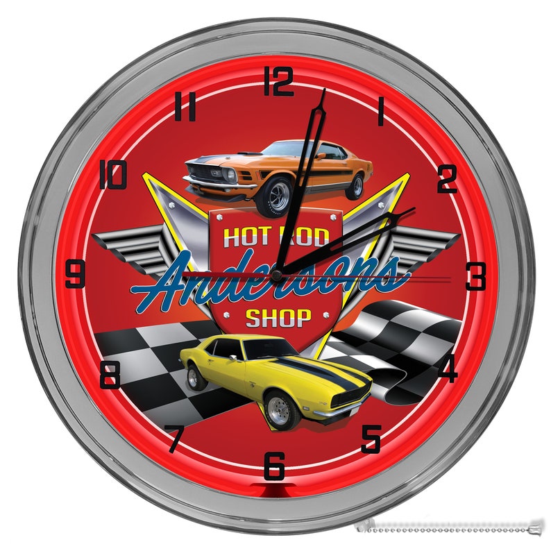 Hot Rod Garage Custom Car Collector Wall Clock Retro Wall Clock Auto Body Customized Hang Up 16 In Wall Clock Mechanic Garage Clock