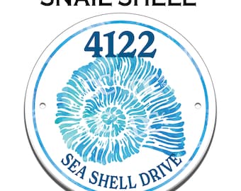 Sea Shell Ceramic House Number Sign: Beach Cottage Address Tile