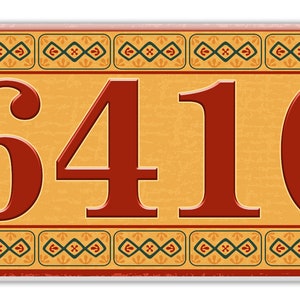 Southwestern Themed Ceramic House Number, Aztec Flowers Themed House ...