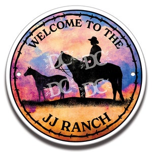 Ranch House Keramik HausNummer Kreis Fliese, Vorderporn Western Ranch Schild, Rinder Ranch Themen Hausnummer Kreis Schild