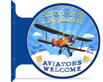 Pilots Lounge Sign, Aviator Signs, Pilots Tavern Sign Personalized, Airplane Hanger Signs