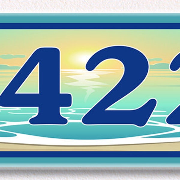 Beach Ceramic House Number, Beach Cottage Custom House Plaque, Ceramic House Sign, Handmade House Numbers, Beach House Door Signs