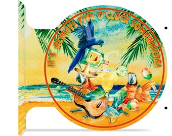 Personalized Tiki Bar Sign: Five O'Clock Somewhere, Double Sided Aluminum