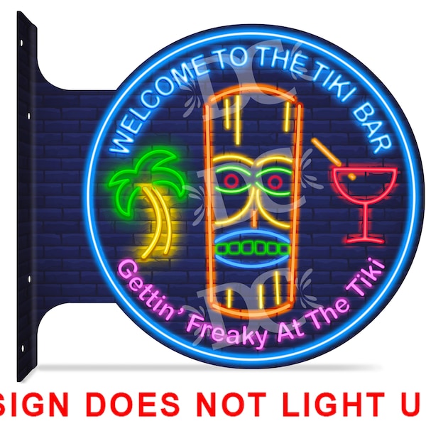 Tiki Idol Bar Schild, Tropical Neon Style, Aluminium Schild
