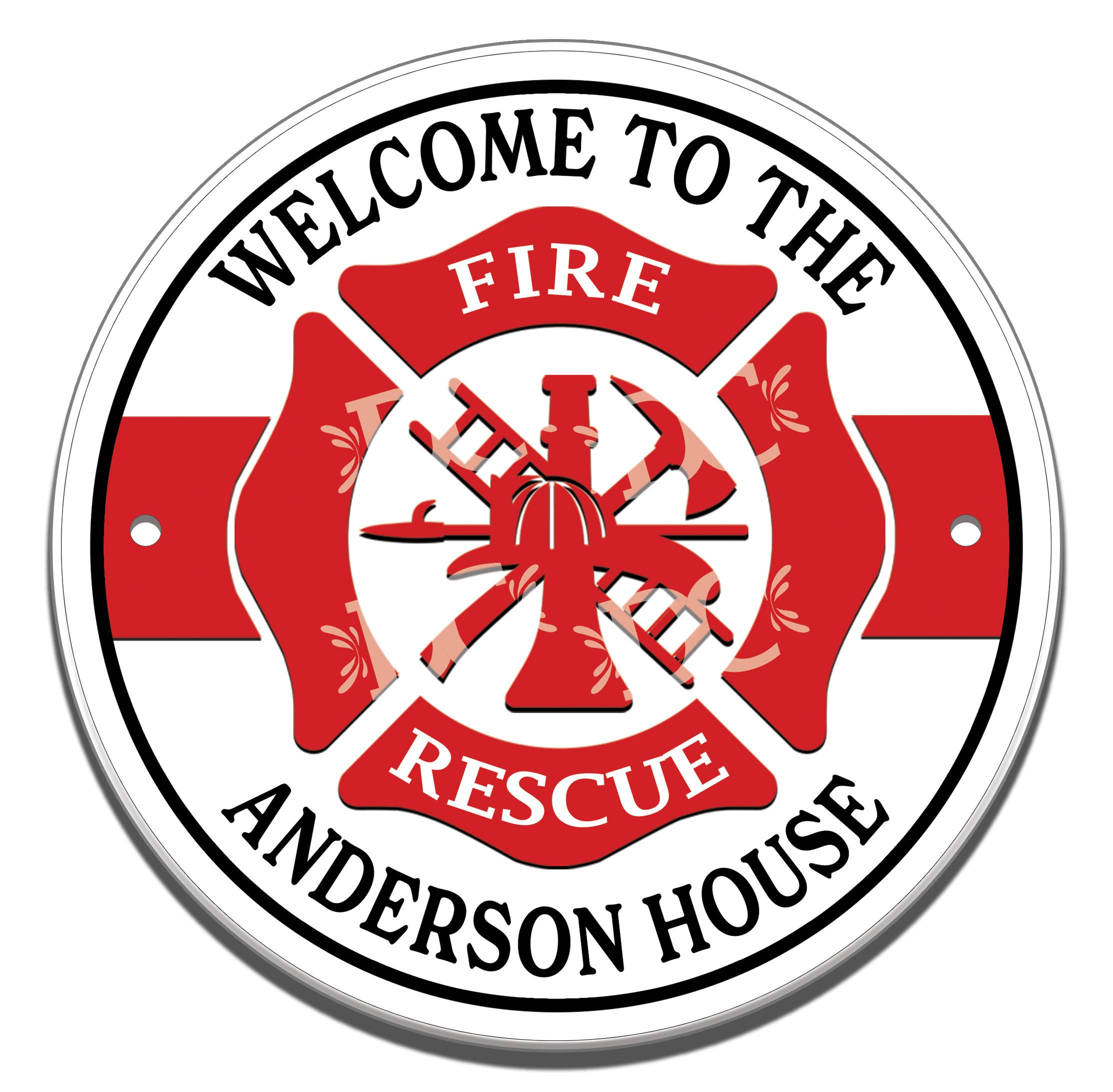 Firefighter Themed Ceramic House Sign: Personalized Welcome Tile
