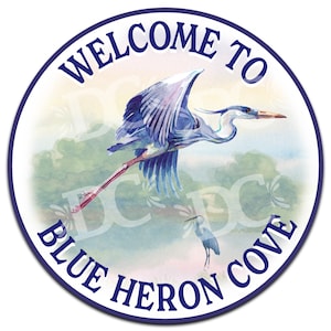 House Welcome Sign Customized, Cottage Welcome Decor, Front Door Welcome Sign, Porch Welcome Sign, Heron Birds Decor, Blue Heron Signs,