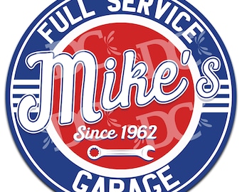 Retro Full Service Garage Sign: Personalized Auto Mechanic Decor