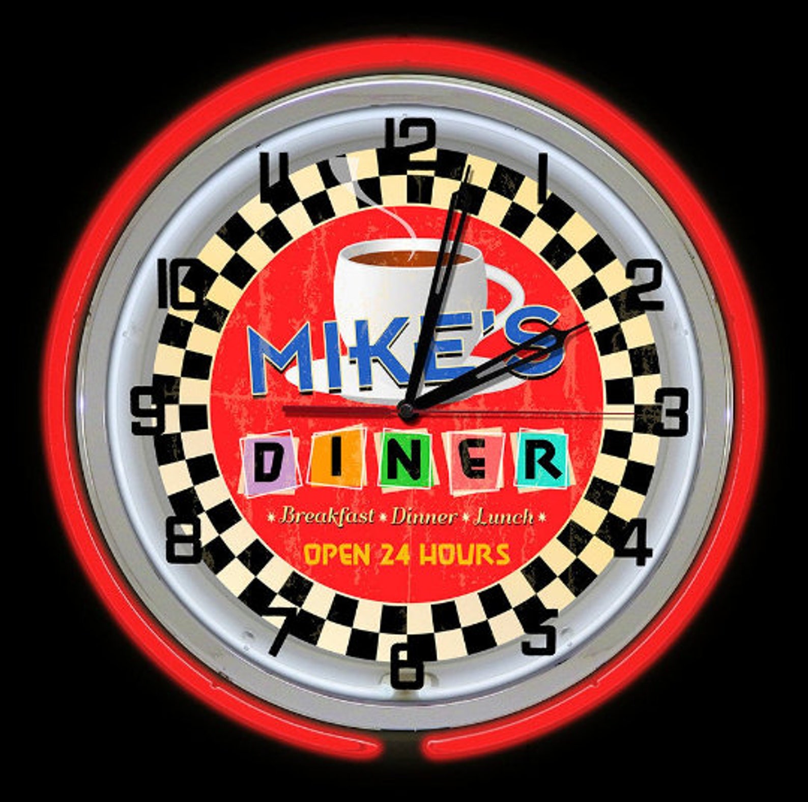 Vintage Diner Restaurant Neon Clock Retro Diner Clocks Etsy
