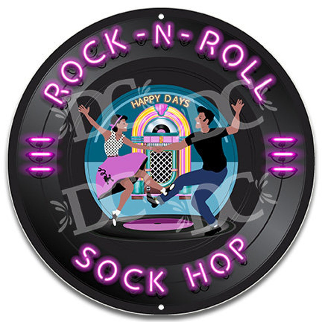 50's Themed Sign, Record Sign, Happy Days Sign, Sock Hop Sign ...
