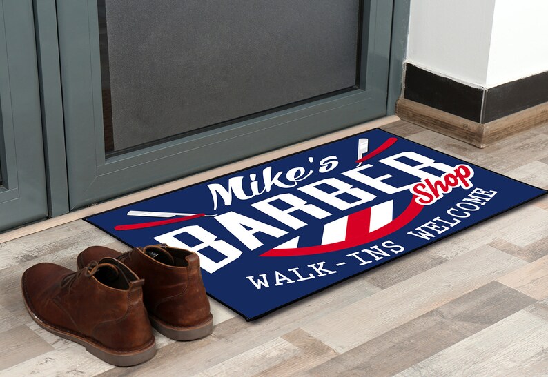 Barber Shop Mat Hair Salon Door Mat Custom Barber Etsy