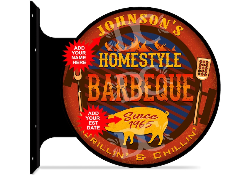 Backyard BBQ Sign Custom BBQ Double Sided Sign Custom Patio Etsy