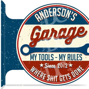 Tool Rules Garage Double Sided Sign, Custom Garage Signs, Garage Rules Signs, Vintage Garage Decor, Personalized Garage Signs