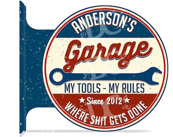 Tool Rules Garage Double Sided Sign, Custom Garage Signs, Garage Rules Signs, Vintage Garage Decor, Personalized Garage Signs