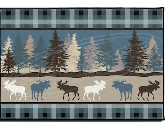 Moose Cottage Wilderness Welcome Doormat, Moose Themed Welcome Mat, Moose Front Porch Mats, Cabin Outdoor Porch Mats