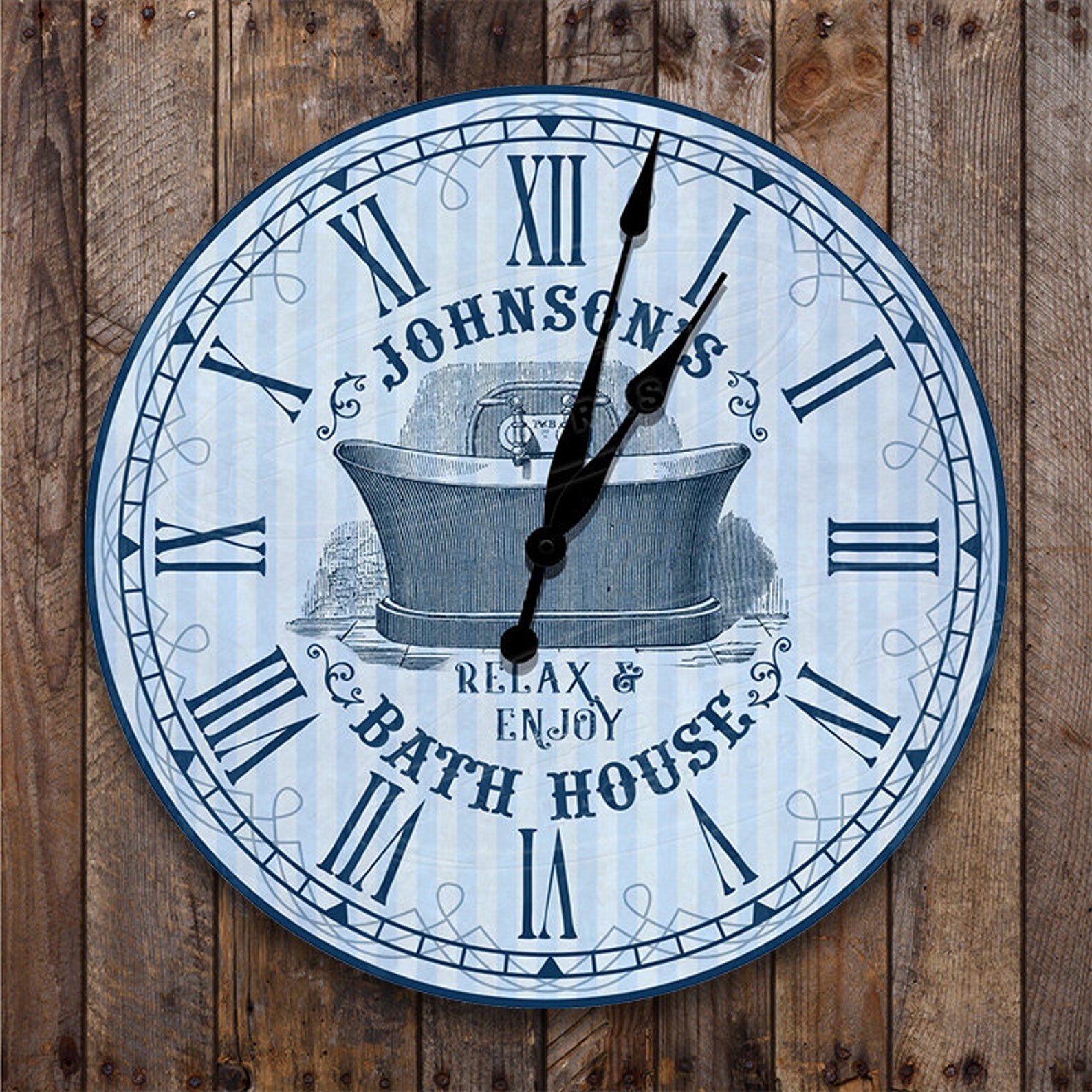 Custom Bathroom Clock Bath House Clock Vintage Bathroom Etsy